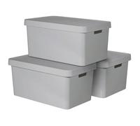Boîte de rangement - CURVER - Infinity - 45 L - Lot de 3 - Empilable, gris