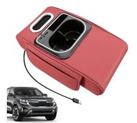 Boîte de Rangement d'Accoudoir Auto,Boîte Porte-Gobelet et Housse à Mouchoirs,Organisateur d'Accoudoir avec Poche Latérale, Lumière d'Ambiance, Port USB | pour Intérieur de