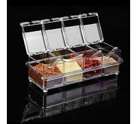 Boîte de rangement d'assaisonnements Pots à épices Distributeur de condiments Conteneur de stockage Bocal à condiments Stockage de condiments Récipient de stockage en plastique avec couvercle et cuill