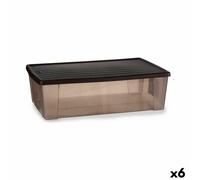 Boîte de rangement de avec couvercle stefanplast elegance marron plastique 30 l 38,5 x 17 x 59,5 cm (6 pièces)