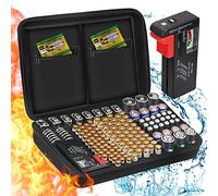 Boîte de Rangement de Batterie, ENSOBO Organisateur de Stockage de Batterie avec Capacité pour 148 Piles AA AAA C D 9V - Venez avec Le Testeur de Batterie BT-168 (Ne Pas Inclure de Batteries)