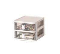 Boîte de Rangement de Bureau à Plusieurs Niveaux, Tiroirs de Rangement en Plastique, Organisateur de Tiroirs Transparents avec Poignée en Lapin pour Ranger Livres et (2 couches)