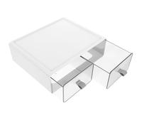 Boîte de Rangement de Bureau en Plastique Transparente à 2 Tiroirs Organisateur Multifonctionnel pour Bijoux et Fournitures Coffret à Bijoux Blanc pour Chambre et Bureau