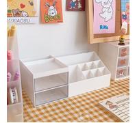 Boîte de rangement de bureau - OMABETA - Multi-grille - Plastique - Blanc - Organiseur mignon