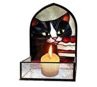 Boîte De Rangement De Bureau Pièce Centrale Chat Mignon en Faux vitrail