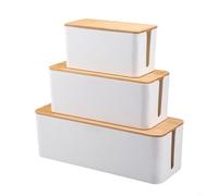 Boîte de rangement de câbles avec couvercle en bois pour dissimuler les multiprises et les cordons, conçue pour maintenir un environnement sûr et propre (A)