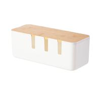 Boîte de rangement de câbles - Boîte de rangement pour câbles - Couvercle en bois - Anti-cernes pour bureau, meuble TV, centre multimédia, bureau, maison, cuisine, lieu de travail