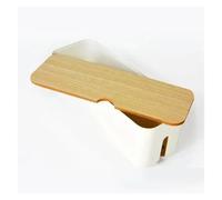 Boîte de rangement de câbles en bois, étui de rangement de ligne électrique, organisateur de prise de chargeur anti-poussière, étui de fil, organisateur d'enrouleur de câbles domestique(Style 2-White)