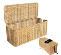 Boîte de Rangement de câbles en rotin, boîte de Rangement de câbles avec Couvercle, Organisateur de cachette en rotin, rallonge B-Ox Cab-Le Tidy Bo-x, Panier pour Table, étagère, Bureau, Sol, Armoire