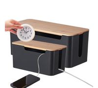 Boîte De Rangement De Câbles - Étui De Gestion De Câbles, Design Avec Couvercle En Bois | Cache Multiprise 31x14x1 3cm/23.8x11.7x12cm, Stockage De Chargeur De Bureau, Correcteur De Hub USB, Boîtier De
