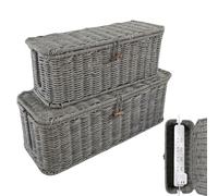 Boîte de rangement de câbles - Lot de 2 boîtes de rangement pour multiprises, gaine de rangement de câbles de bureau, durable, organisateur pour plusieurs appareils | TV Ordinateur Rouge