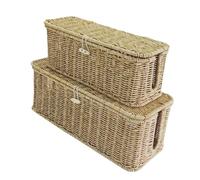 Boîte de Rangement de câbles, Lot de 2 en rotin tissé à la Main, Support de multiprise, Organisateur d'extension électrique, Cache-câble pour TV, Ordinateur, routeur et hub USB, boîte