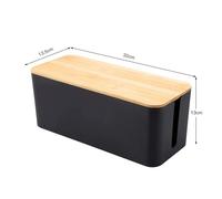 Boîte De Rangement De Câbles,Mallette De Rangement De Ligne Électrique En Bois,Organisateur De Prise De Chargeur Anti-Poussière,Boîtier De Fil,Organisateur D'enrouleur De Câbles À Do - M-Noir