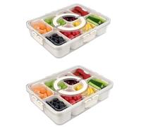Boîte de rangement de collation à 8 Compartiments en Plastique, Boîte de rangement pour snacks, bonbons et noix, plateau pour Noix Fruits Séchés Snacks Friandises Biscuit (2 Pack-8 Compartment)
