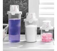 Boîte de rangement de détergent de grande capacité pour le linge - Seau en plastique pour organiser les fournitures de nettoyage (ronde (1 800 ml)