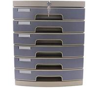 Boîte de rangement de données verticale à 6 tiroirs en plastique avec serrure à clé