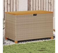 Vidaxl Boîte De Rangement De Jardin Beige Résine Tressée Bois D'acacia