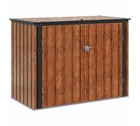 Boîte de rangement de jardin en acier marron - 151,5 x 82 x 110,5 cm - Verrouillable - Avec beaucoup d'espace de rangement - Résistant aux intempéries - Pour outils de jardin et protection d'extérieur