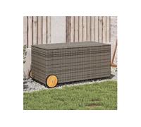 Boîte de rangement de jardin et roues gris 190L résine tressée