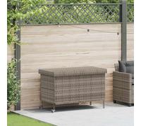 Boîte de rangement de jardin et roues gris résine tressée vidaXL