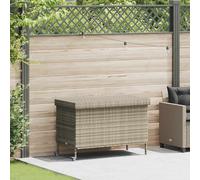 vidaXL Boîte de rangement de jardin et roues gris clair résine tressée, boîte de rangement d'extérieur, rangement de 4103830