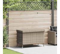 vidaXL Boîte de rangement de jardin en résine tressée avec roulettes Gris clair pour coussins