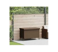 Boîte de rangement de jardin et roues marron résine tressée