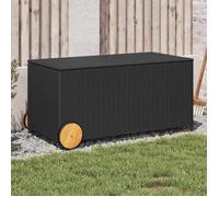 vidaXL Boîte de rangement de jardin 190 L – résine tressée noire, roues