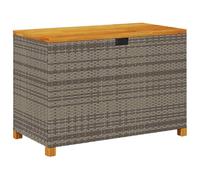 vidaXL Boîte de rangement de jardin avec couvercle Résine tressée Bois d'acacia Gris