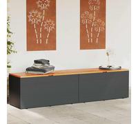 Vidaxl Boîte De Rangement De Jardin Noir Résine Tressée Bois D'acacia