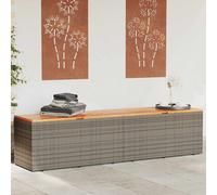 vidaXL Boîte de rangement de jardin Gris en résine tressée et bois d'acacia
