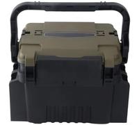 Boîte de rangement de leurres multicouches renforcée et épaisse pour la pêche en mer et rocher avec siège (grande taille, marron, noir)