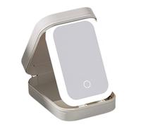 Boîte de rangement de maquillage avec miroir LED - Portable - Trousse de maquillage de voyage - Grande capacité - Boîte de rangement légère avec boîte pliable - Miroir juif pour miroir et étuis de