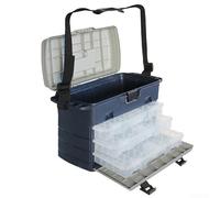 Boîte de rangement de matériel de pêche à 3 couches avec séparateurs réglables et couvercle transparent, étui portable robuste et étanche pour ranger les hameçons, leurres, plombs, émerillons