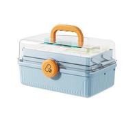 Boîte de Rangement de Médicaments de Grande capacité avec 3 Couches, étanche et Résistante aux Chocs, Légère et Portable pour la Maison et L'extérieur (BLUE #11)