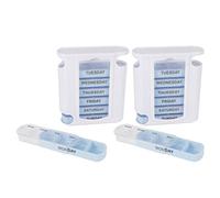 Boîte de rangement de médicaments Portable à 28 grilles, 2 ensembles, conteneur hebdomadaire de comprimés pour la maison et les voyages en plastique 13x11.5cm 400g