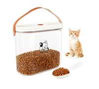 Boîte de rangement de nourriture pour chat de 7 lbs avec poignée et cuillère doseuse - En plastique transparent - Sans BPA - Boîte de rangement d'extérieur pour collations et aliments secs