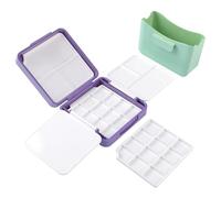 Boîte de rangement de peinture aquarelle de poche avec seau de nettoyage - Palettes d'aquarelle de voyage avec couvercle - Ensemble de croquis d'extérieur