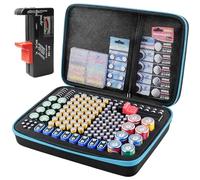 Boîte de rangement de piles avec 160 emplacements + pour piles 2 A, 3 A, 4 A, AAA, AAA, C, D, 9 V et piles bouton au lithium 3 V, testeur BT-168 (sans piles)