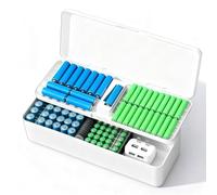 Boîte de rangement de piles avec testeur de batterie, double couche, en plastique, pour 55 piles AAA, 41 piles AA, 19 piles bouton (sans piles)
