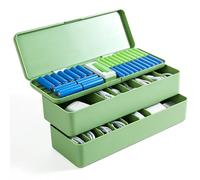 Boîte de rangement de piles avec testeur de piles à trois étages - En plastique - Pour 20 piles AAA, 11 piles AA par étage (sans piles)