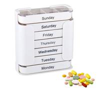 Boîte de rangement de pilules - 12 cm en ABS empilable, boîte de rangement hebdomadaire, 7 jours, 4 fois par jour, pilulier portable, distributeur de médicaments de pour une utilisation