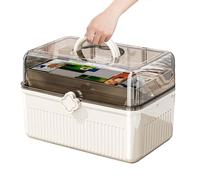 Boîte de rangement de pilules, étui de support de pilule transparent, grand avec couvercle et poignée, organisateur de stockage polyvalent pour suppléments, cosmétiques, accessoires pour