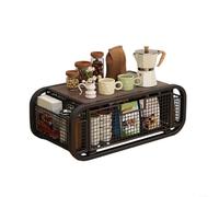 Boîte de rangement de table de style tiroir, étagère de comptoir de cuisine en fer et bois avec grande capacité, organiseur transparent pour collations et tasses de salle à manger, 49 x 25 x 18 cm (P)
