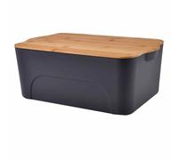 Generique Boîte plastique avec couvercle bambou 16 L 40x27x15 cm Anthracite