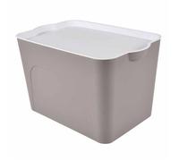 Homéa, Bo x avec Couvercle Blanc Plastique 26L 40 x 27 x h,24,5 cm Taupe
