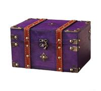 Boîte de rangement décorative en bois avec serrure pour organiser vos clés et mots de passe avec élégance (violet A)
