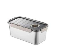 Boîte de rangement des aliments carrée épaisse en acier inoxydable, récipient Portable for déjeuner et plats d'accompagnement avec poignée de transport(6000ml Brown Silver)