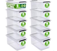 Boîte de rangement DEUBA 5L - Lot de 10 - Plastique transparent sans BPA - Empilable et gain de place
