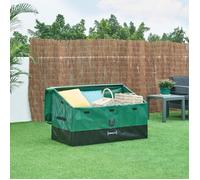 casa.pro Boîte de Rangement d'Extérieur Coffre de Jardin Résistant avec Fentes d'Aération Toit Incliné Poignées Capacité 387 L Acier Polyester 122 x 64 cm Vert Noir